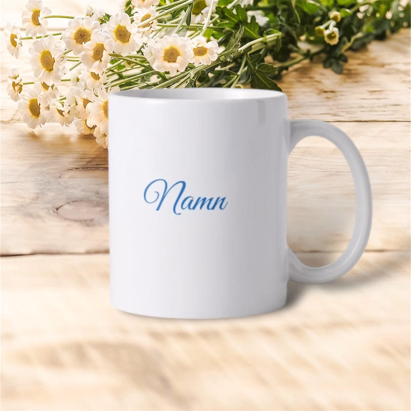 Personlig Mugg inspirerad av dalahäst-blå & eget namn