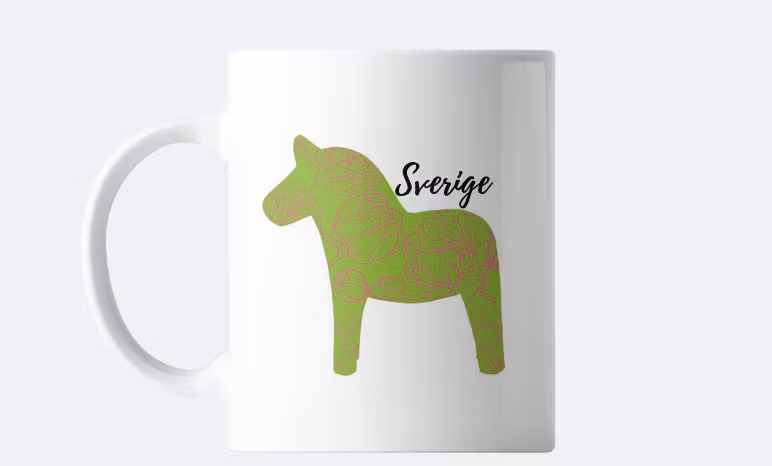 Personlig Mugg inspirerad av dalahäst-grön & eget namn