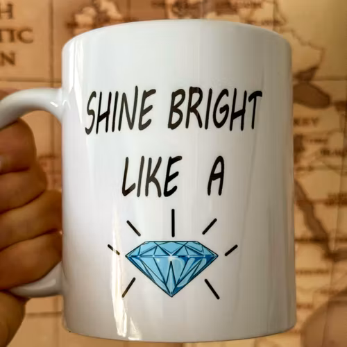 Mugg med text Shine Bright like a ..