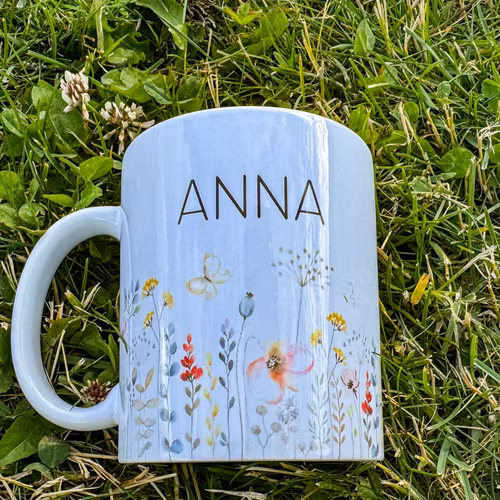 Blommor-Personlig Mugg med namn