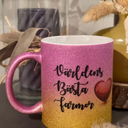 Mugg Guldrosa Ombre ✨ Världens Bästa Farmor