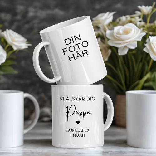 Mugg Vi älskar dig pappa/mamma - med din foto/namn
