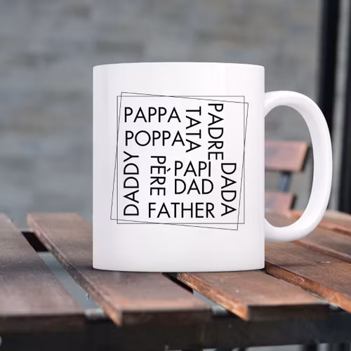 Personlig pappa -mugg med flerspråkig text