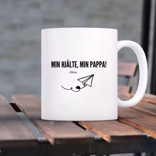 Personlig mugg - Min hjälte,min pappa med namn