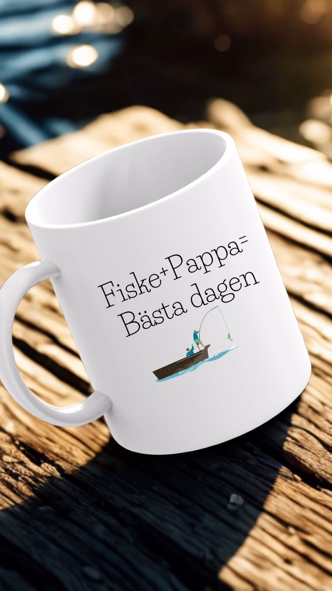 Personlig mugg -Fiske+Pappa=Bästa dagen med namn