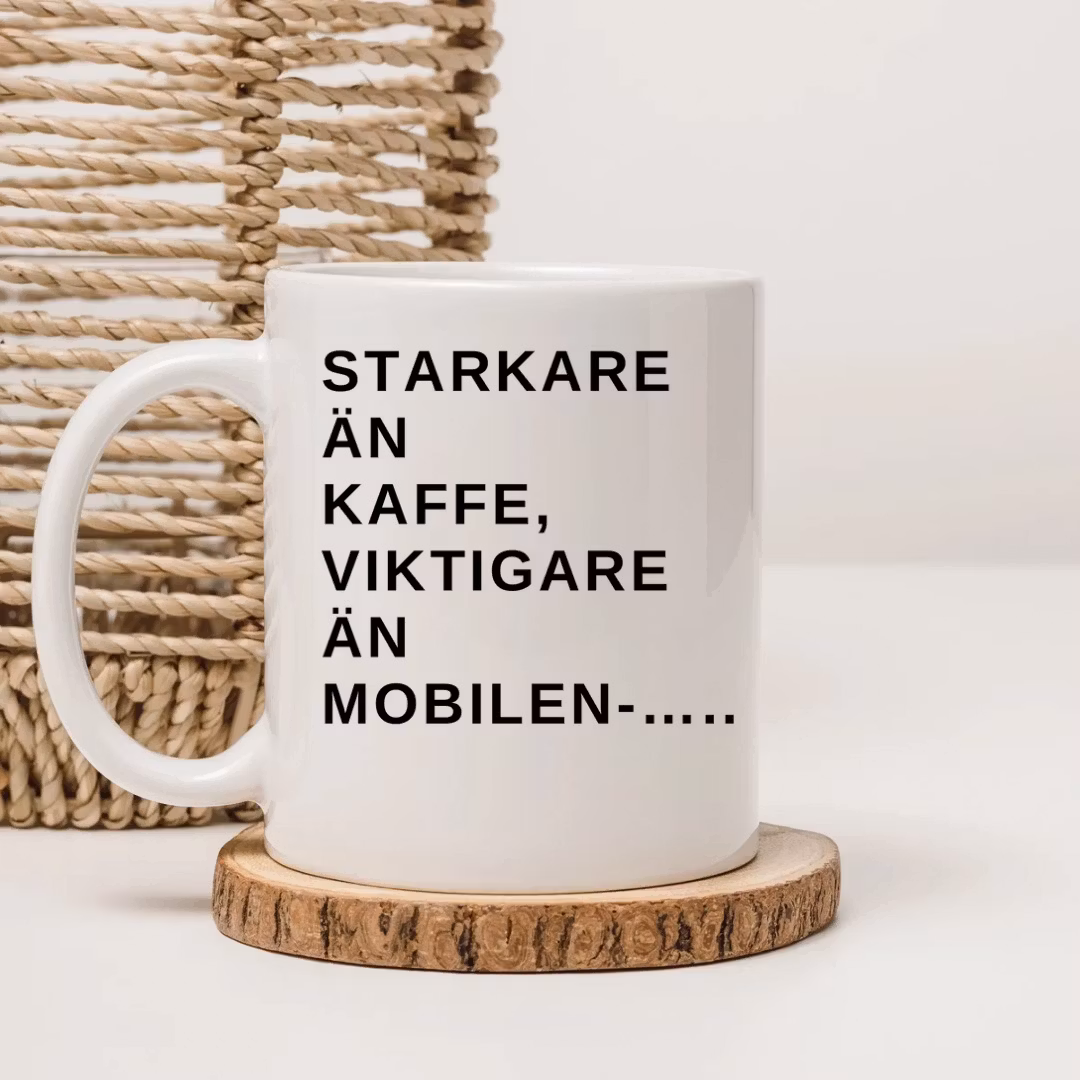 Personlig pappa-mugg- Starkare än kaffe, viktigare än mobilen / min pappa