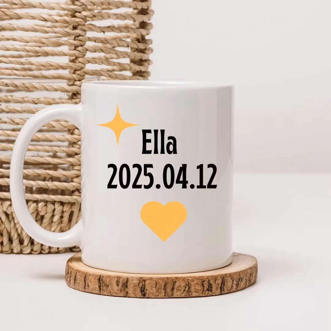 Personlig mugg- Grattis på Första fars dagen barnets namn och födelsedatum