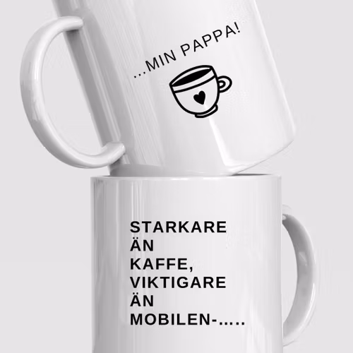 Personlig pappa-mugg- Starkare än kaffe, viktigare än mobilen / min pappa