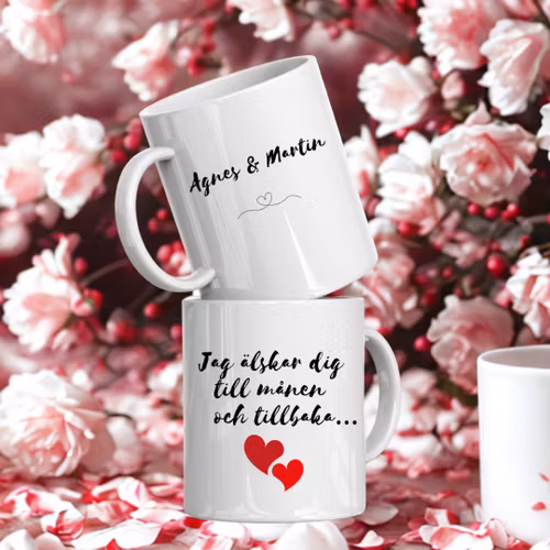 Personlig mugg -Jag älskar dig till månen och tillbaka med namn