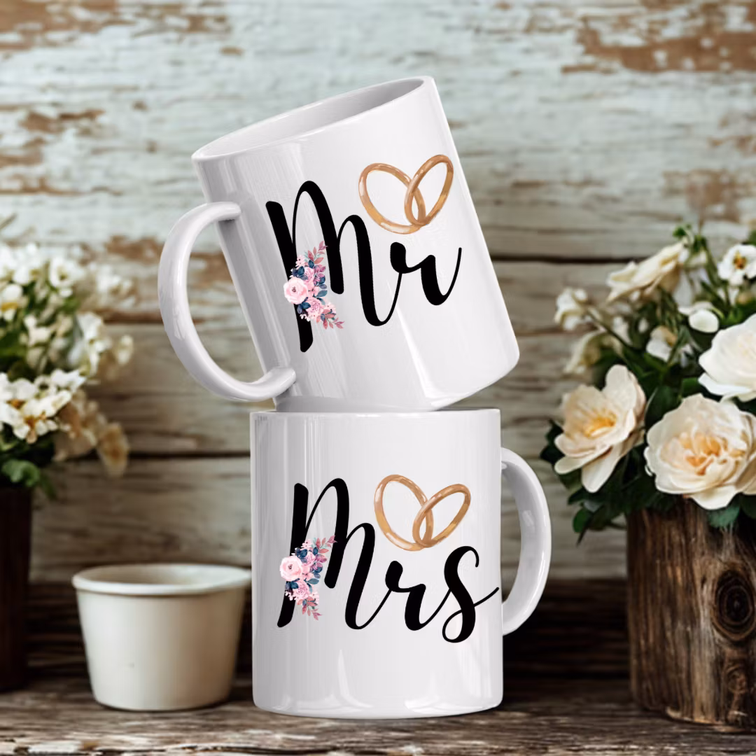 Personliga bröllops muggar-Mr& Mrs