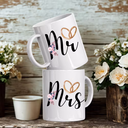 Personliga bröllops muggar-Mr& Mrs
