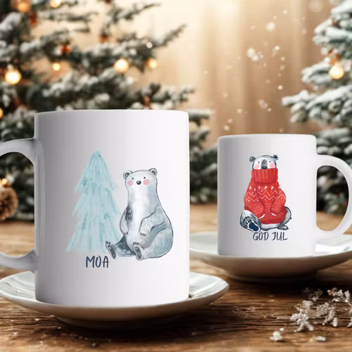 Julmugg 325 ml – Mysig björn med God Jul & personlig text