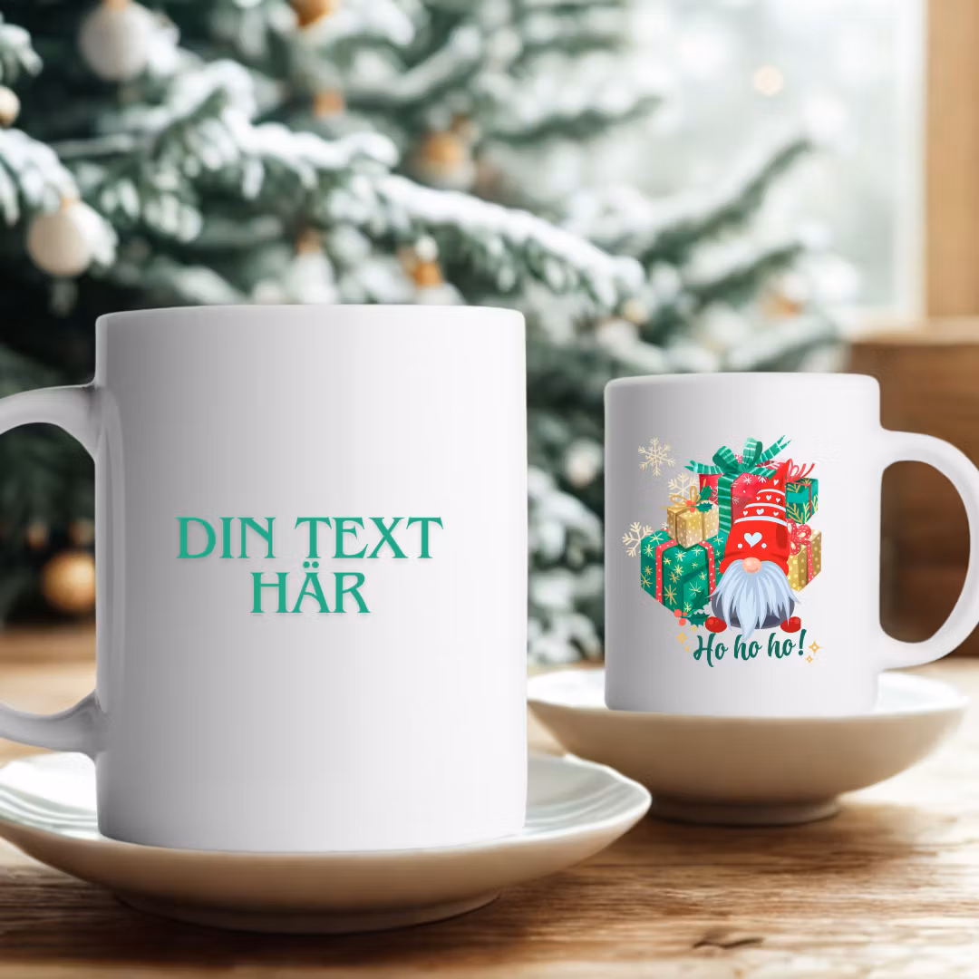 Julmugg 325 ml – HO HO HO & personlig text eller bild