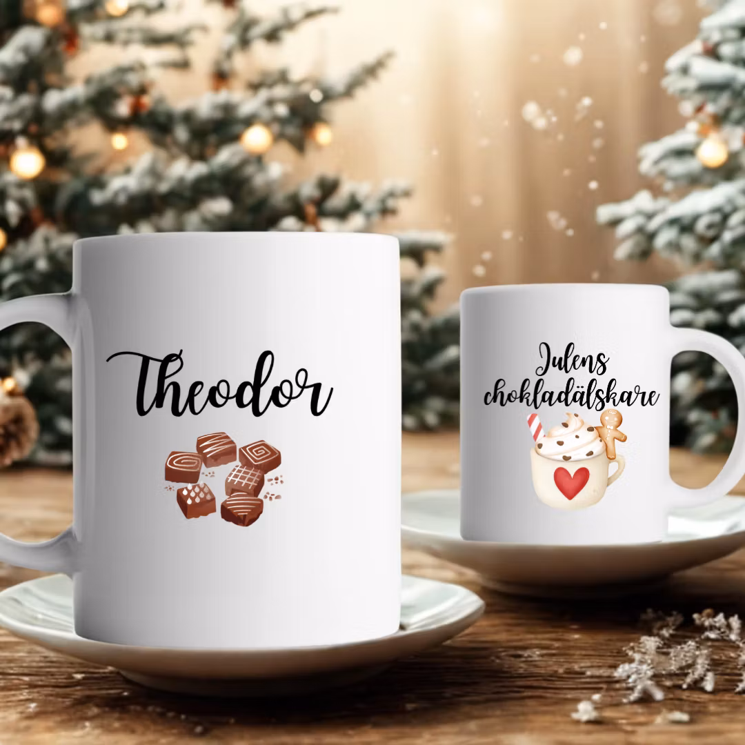Julmugg 325 ml -Julens chokladälskare med personlig text/namn