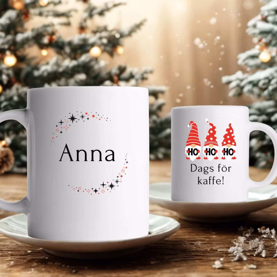 Julmugg – “Ho Ho Ho – Dags för kaffe” med personlig text/namn