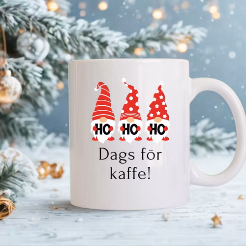 Julmugg – “Ho Ho Ho – Dags för kaffe” med personlig text/namn