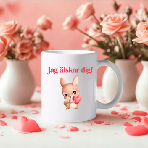 Söt kärleksmugg – Personlig med kanin ❤️