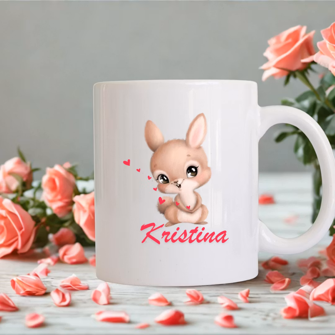 Söt kärleksmugg – Personlig med kanin ❤️
