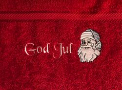 Julhandduk Tomte på röd frotte’