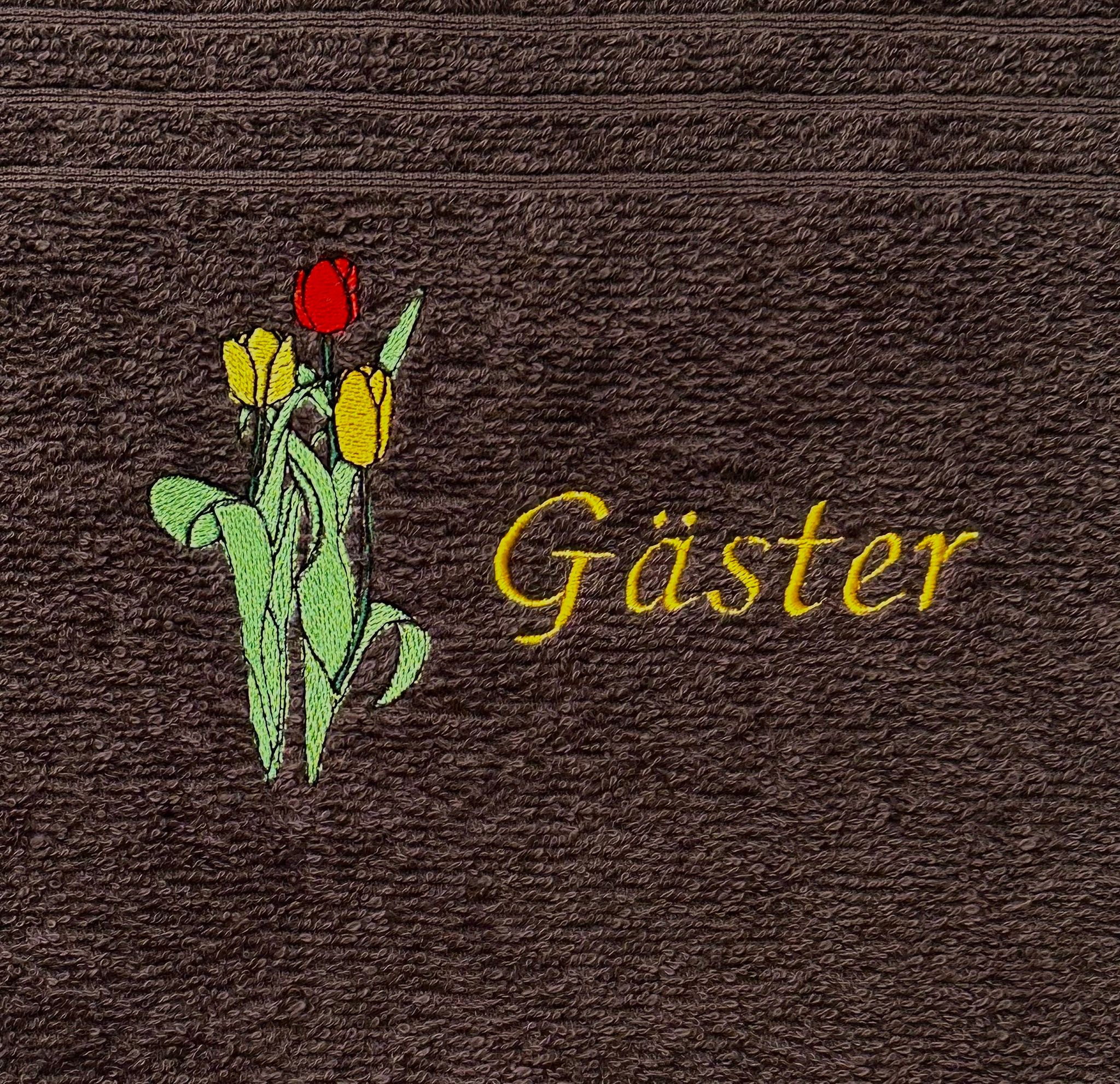 Gästhandduk Grå med tulpaner
