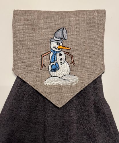 Spishandduk snögubbe
