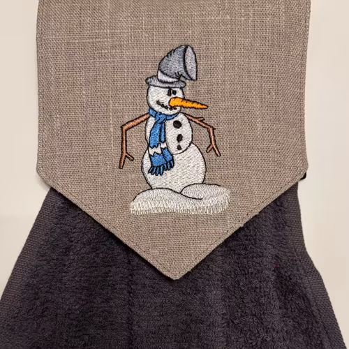 Spishandduk snögubbe