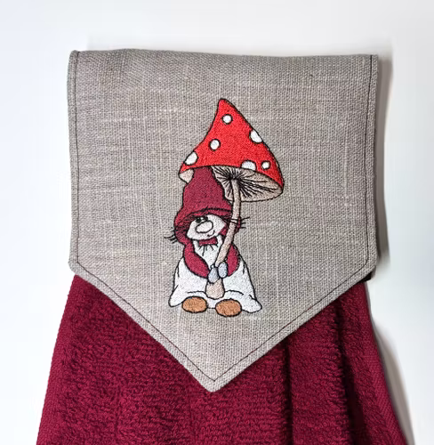 Spishandduk tomte med svamp