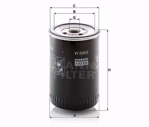 Oljefilter Mahle OC 114 Chevrolet 502 m.fl. (W936/5)