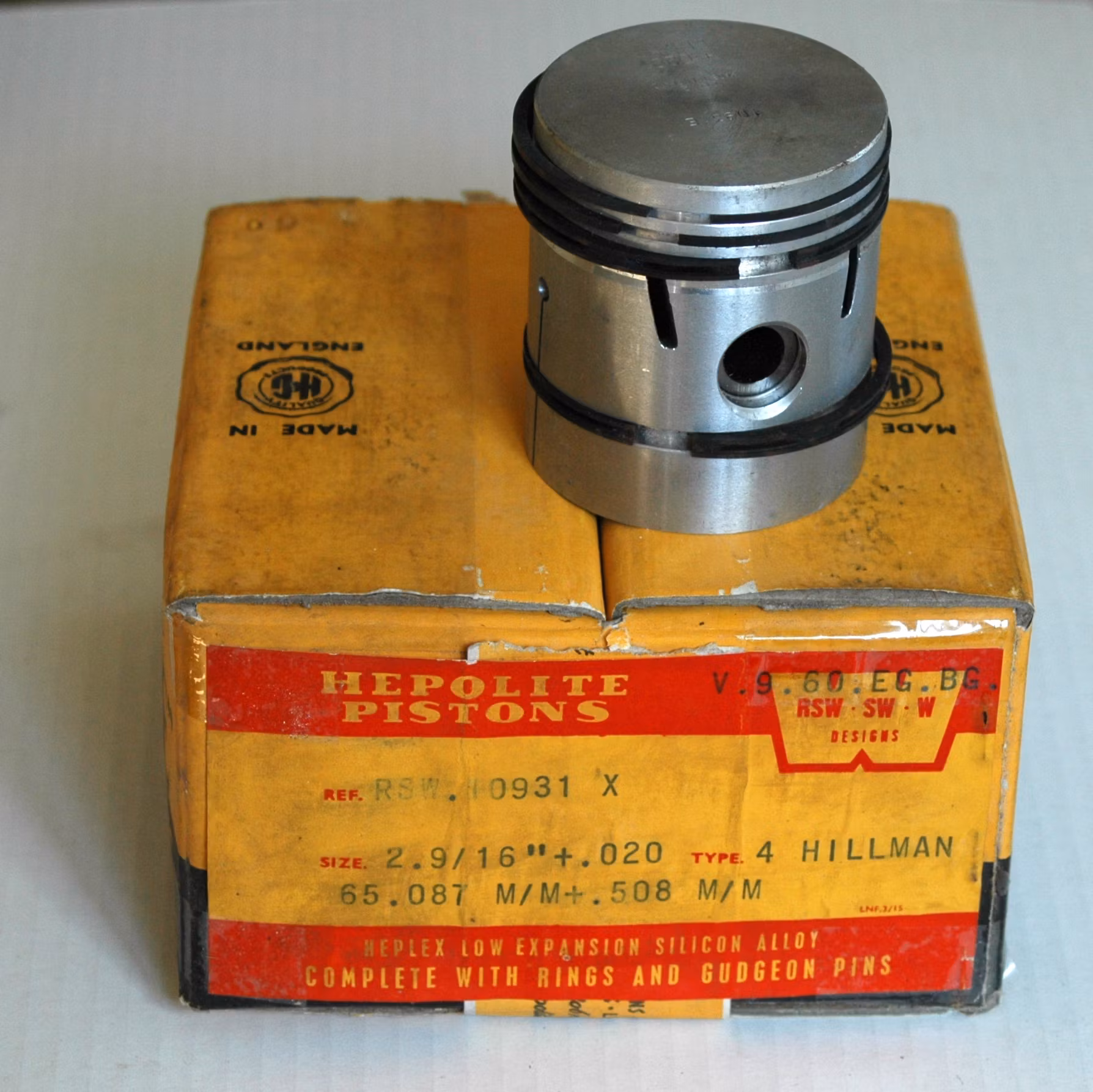 Kolvsats Hepolite 10931 020" 1950-56 Hillman 1256 cc S.V