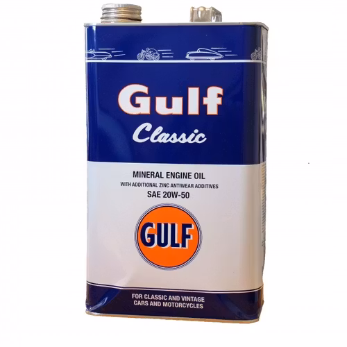 Gulf Classic Mineralolja SAE 20W-50, Plåtdunk 5 liter.