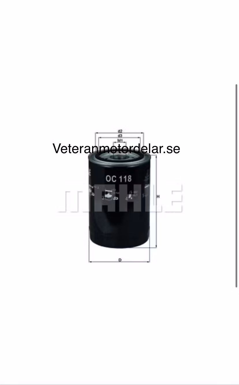 Oljefilter WIX 51258 1960-76 390, 429, 472, 500 V8 (Längd 110mm)