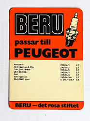 Peugeot Beru tändstift kort 1970-tal
