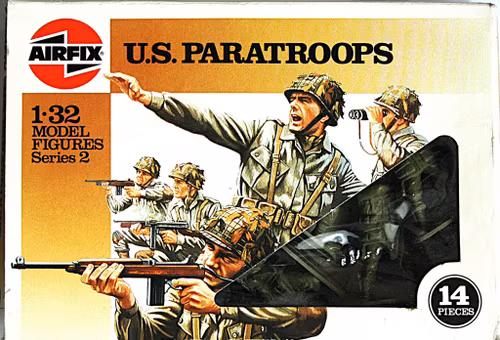 Airfix soldater U.S Paratroops 1:32, 14 st 1970-tal, NOS