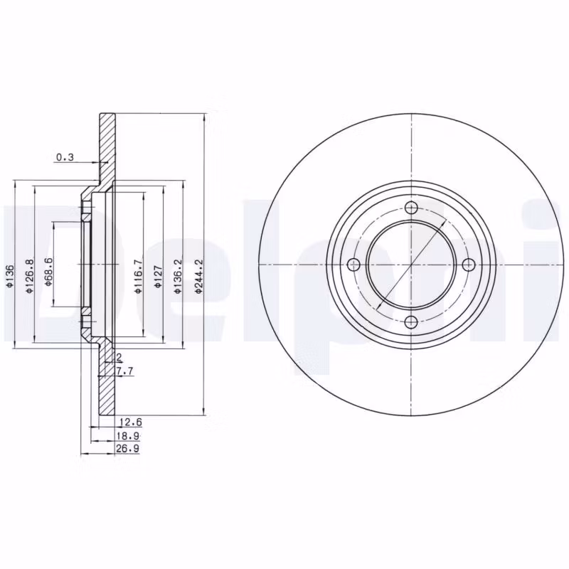 Bromsskiva Fram 205520 1963-70 Corsair, V4