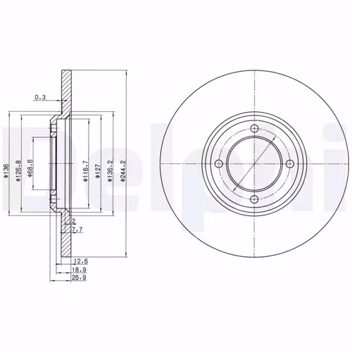 Bromsskiva Fram 205520 1963-70 Corsair, V4