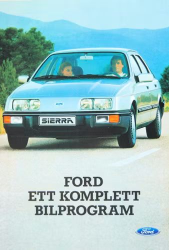 1985 Broschyr Fiesta, Orion, Escort, Sierra, Granada Svensk text (8sid)