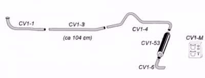 Avgassystem 12406 1947-53 PV 444 (komplett)