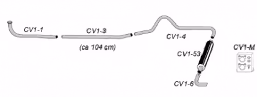 Avgassystem 12406 1947-53 PV 444 (komplett)