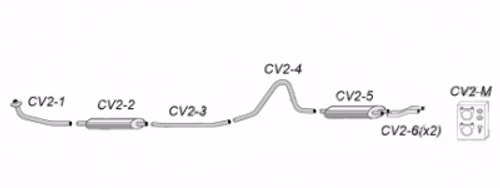 Avgassystem komplett 12410 1961-65 P1800 (enkelt rör)