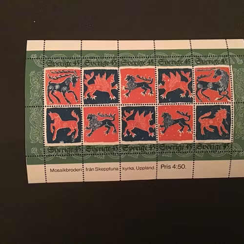 MOSAIKBRODERIER 1974 facit nr 892-901 postfriskt block