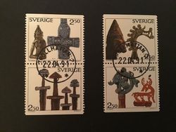 VIKINGAR 1990 facit nr 1613 SX och 1616 SX lyxstämplade par TROLLHÄTTAN  2