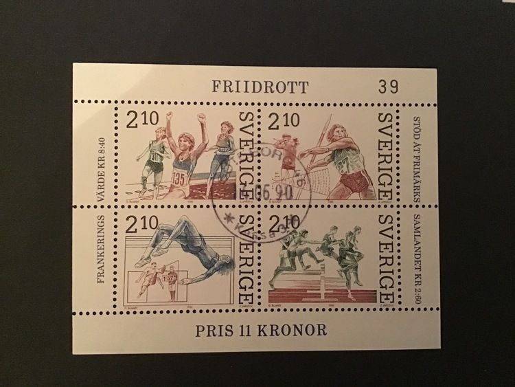 FRIIDROTT 1986 facit nr 1420-1423 lyxstämplat block GÖTEBORG 46