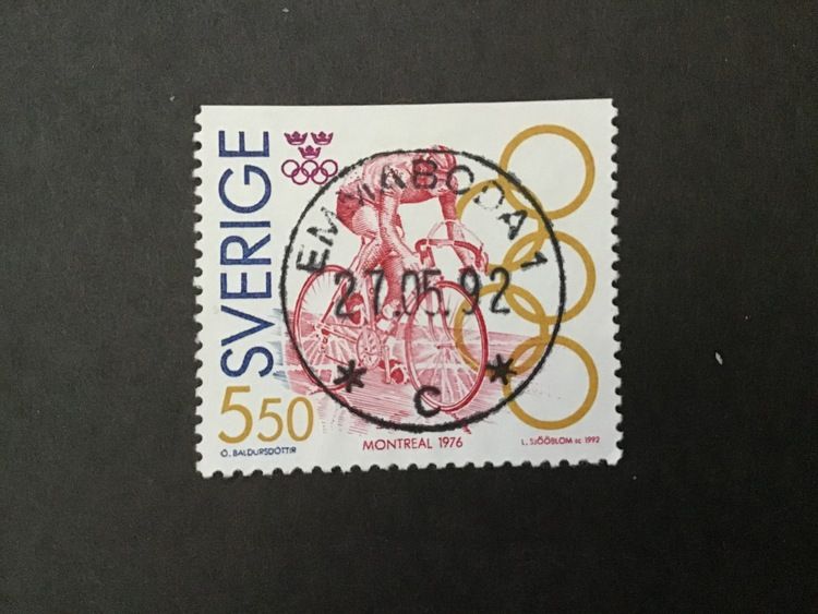 OLYMPISKT GULD III facit nr 1739 lyxstämplat EMMABODA 1