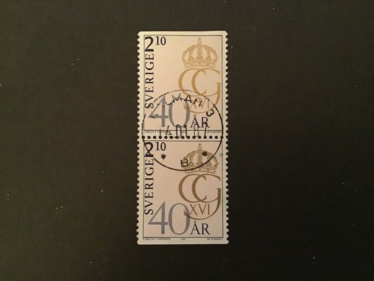 CARL XVI GUSTAF 40 ÅR facit nr 1408 BB lyxstämplat par KALMAR 3