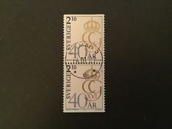 CARL XVI GUSTAF 40 ÅR facit nr 1408 BB lyxstämplat par KALMAR 3