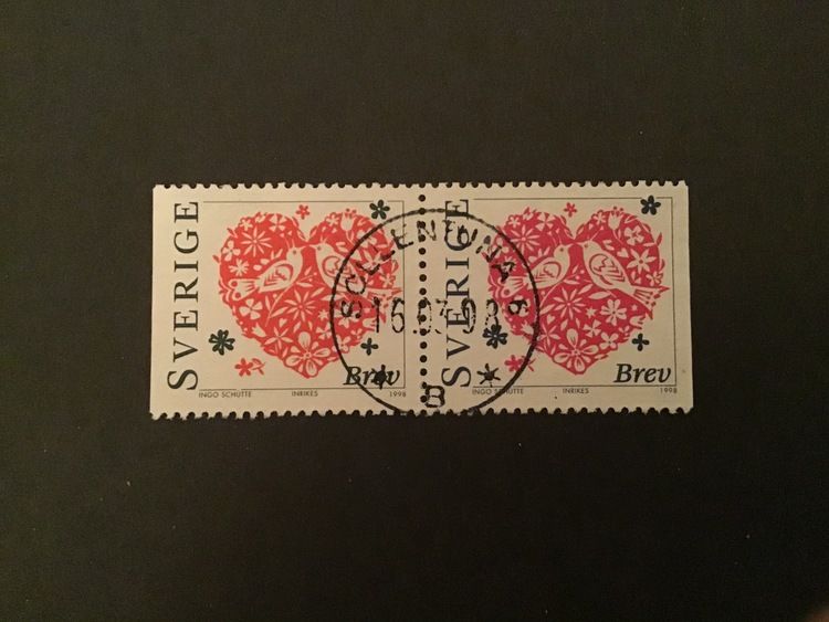ALLA HJÄRTANS DAG facit nr 2052 SX lyxstämplat par SOLLENTUNA 6