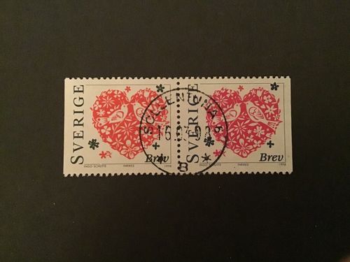 ALLA HJÄRTANS DAG facit nr 2052 SX lyxstämplat par SOLLENTUNA 6