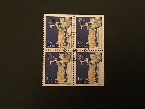 JULPOST 1980 facit nr 1150 BB i lyxstämplat 4-block UPPSALA