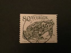 GRÖNFLÄCKIG PADDA facit nr 1094 LYXSTÄMPLAT SKARA