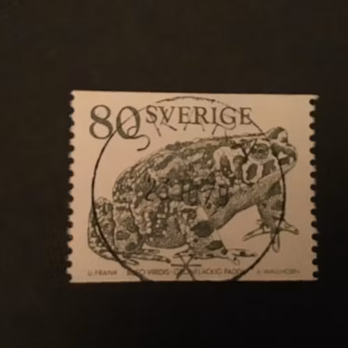 GRÖNFLÄCKIG PADDA facit nr 1094 LYXSTÄMPLAT SKARA